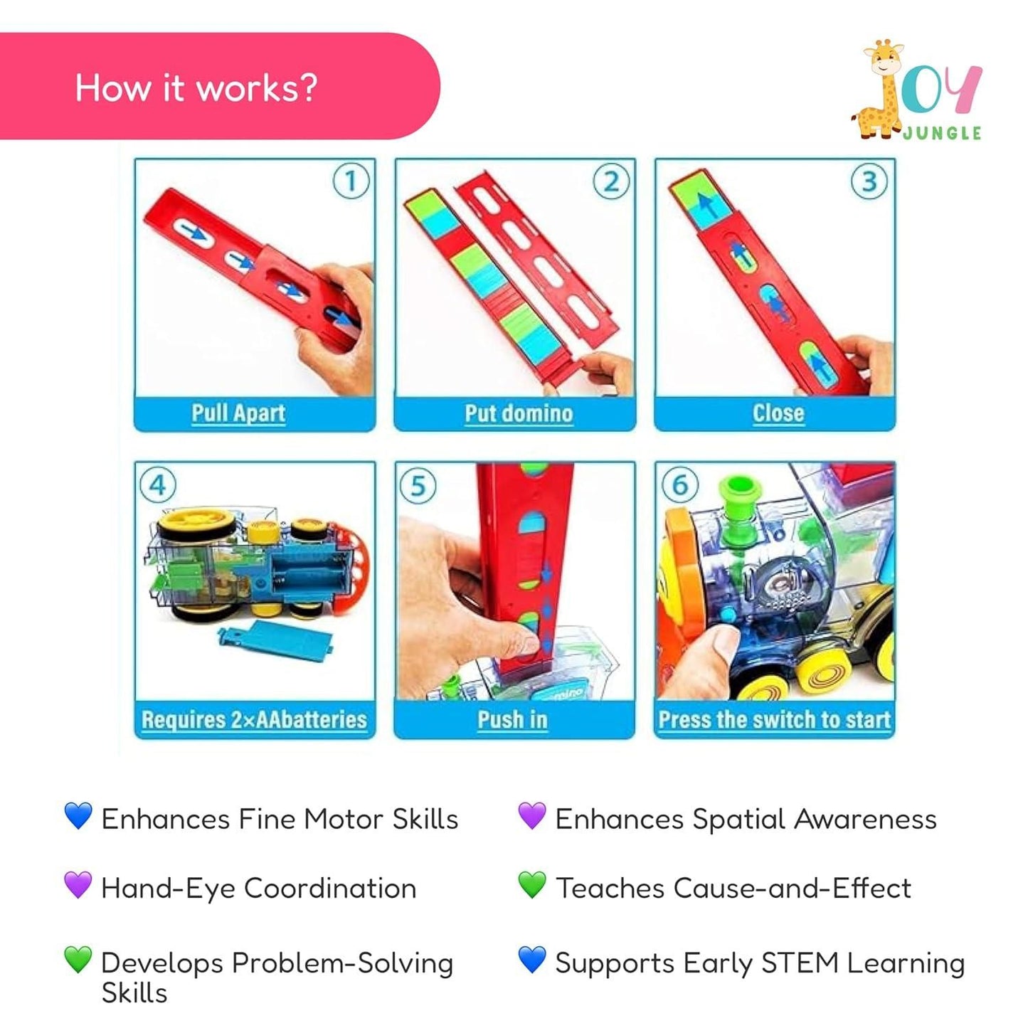 Train Toy Domino Set for Kids - BPA-Free Plastic with Sound Effects.