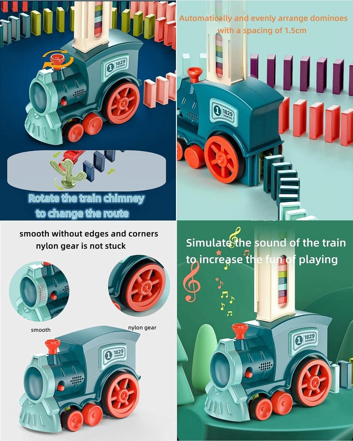Train Toy Domino Set for Kids - BPA-Free Plastic with Sound Effects.