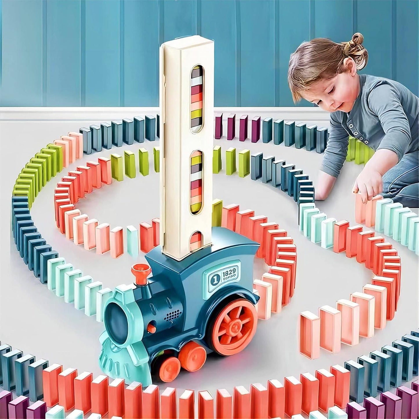 Train Toy Domino Set for Kids - BPA-Free Plastic with Sound Effects.